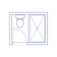 Layouts Bathrooms Half Shower 1 Wall Line Art Svg Vector, Free Vectors File
